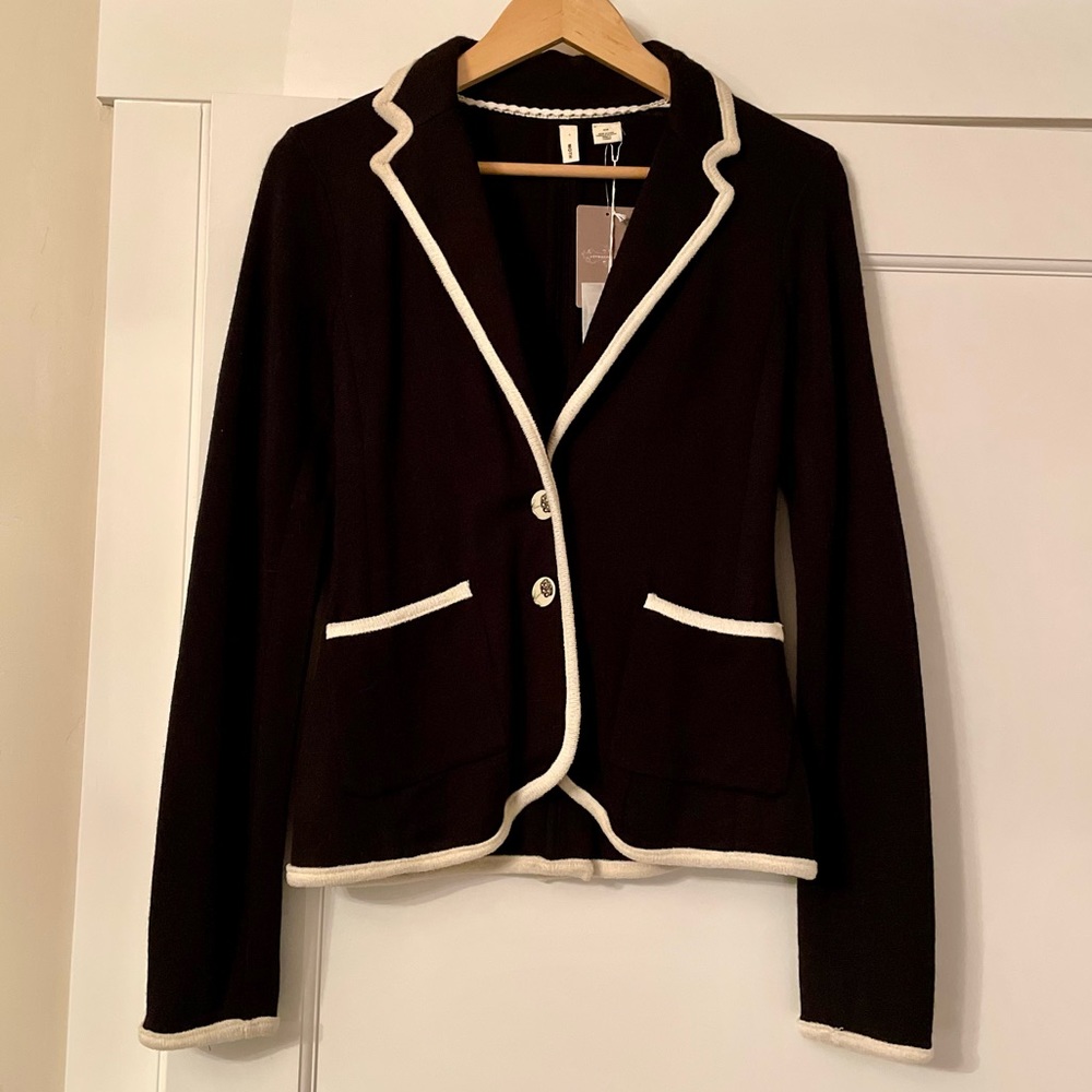 Moth black and white knit blazer, anthropologie